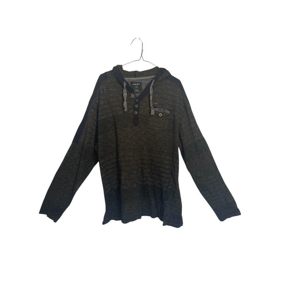 DARKBLACK:8 Long Sleeve Snap Front 2 Tone‎ Shirt XXL Gray/Black Cotton